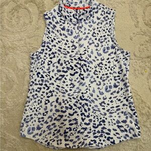 Tommy Bahama Blue and White Leopard‎ Print Tank Top